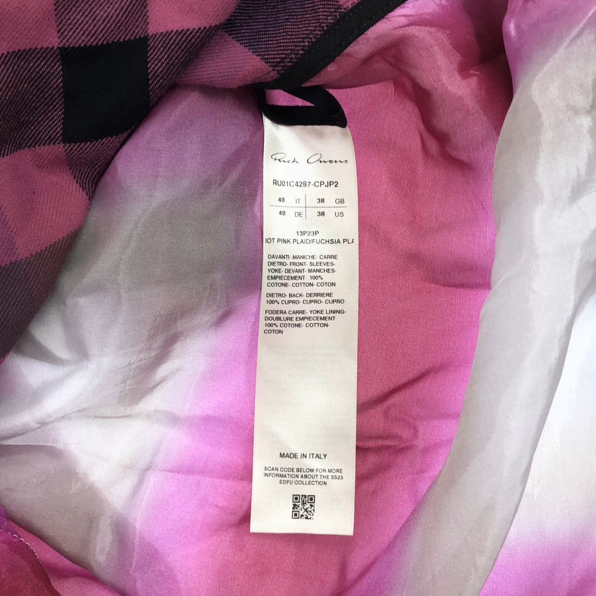 【신품】 Rick Owens / 릭 오웬스 | 2023SS | Larry Fog pocket 스냅 버튼 셔츠 | 48 | 핑크 / 블랙 | 남성