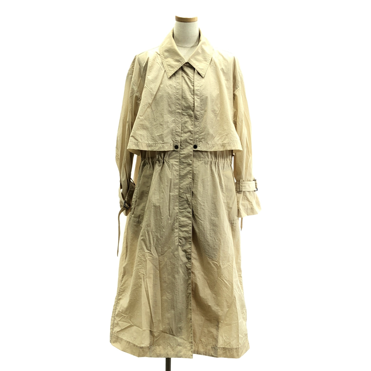 【美品】  DEPAREILLE / デパリエ | ナイロン ウエストドローストリング オーバーコート | 36 | ベージュ | レディース