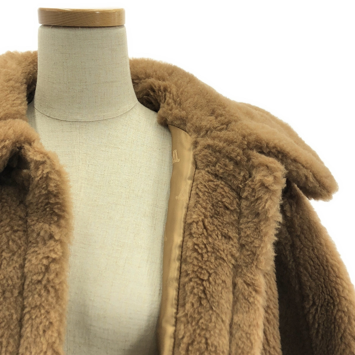 Max Mara / マックスマーラ | NEWTERZO TEDDY / テディベア アイコン ボア ケープ コート / 総ロゴ裏地 | ML | レディース