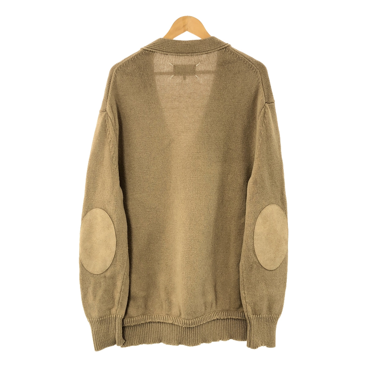 Maison Margiela | 2022秋冬 |羊毛皮革手肘貼片針織開襟衫 | M |米色 |男士