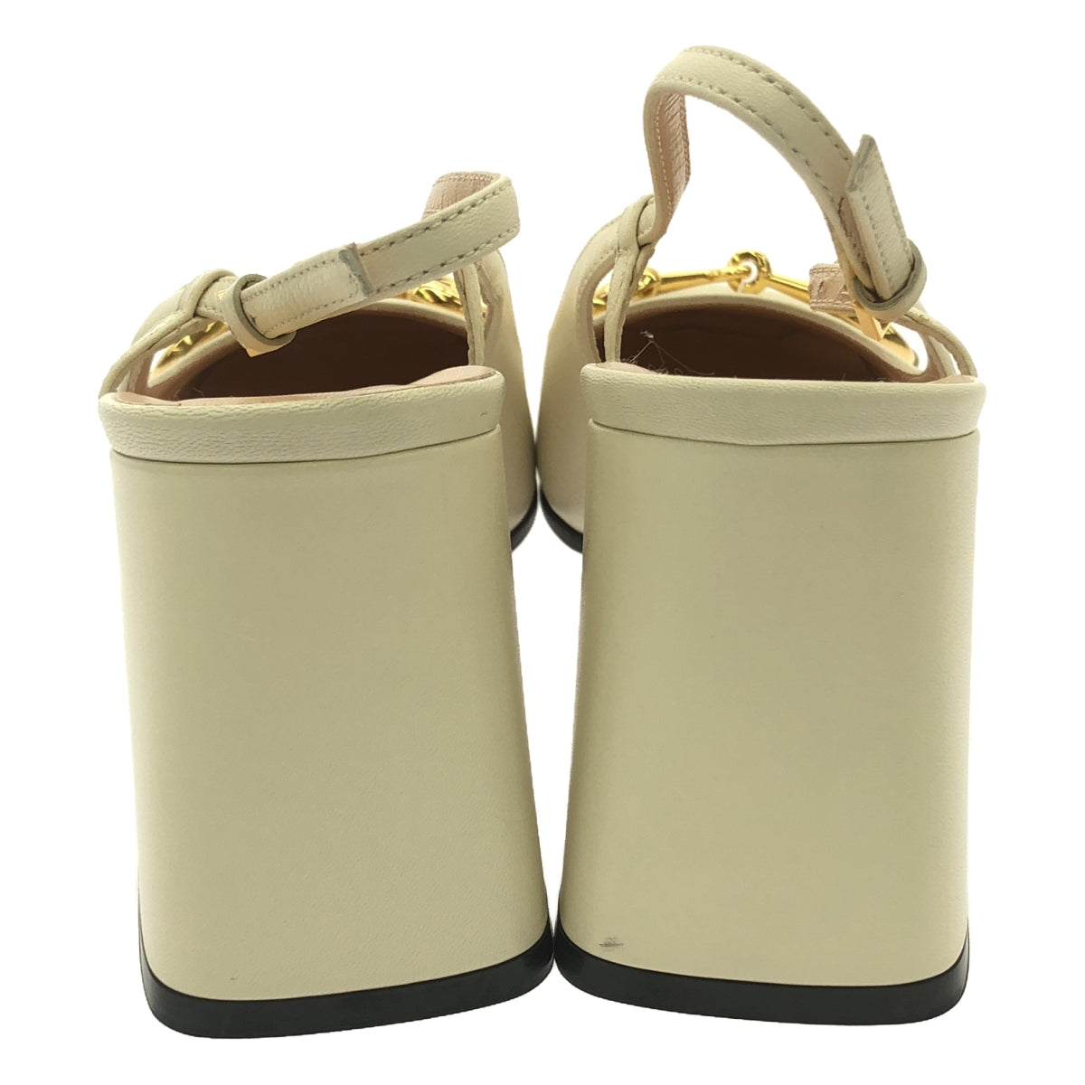 【美品】 GUCCI / グッチ | malaga kid horsebit slingback pamps ホースビット ヒール パンプス | 37 | ベージュ/ゴールド | レディース