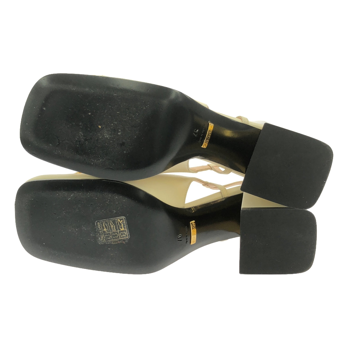 【美品】 GUCCI / グッチ | malaga kid horsebit slingback pamps ホースビット ヒール パンプス | 37 | ベージュ/ゴールド | レディース