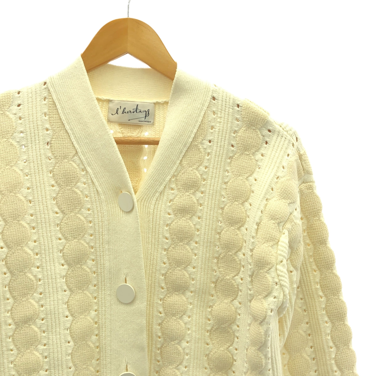 l'heritage martinique / レリタージュ マルティニーク | コットン ナイロン 編み カーディガン | F | アイボリー | レディース