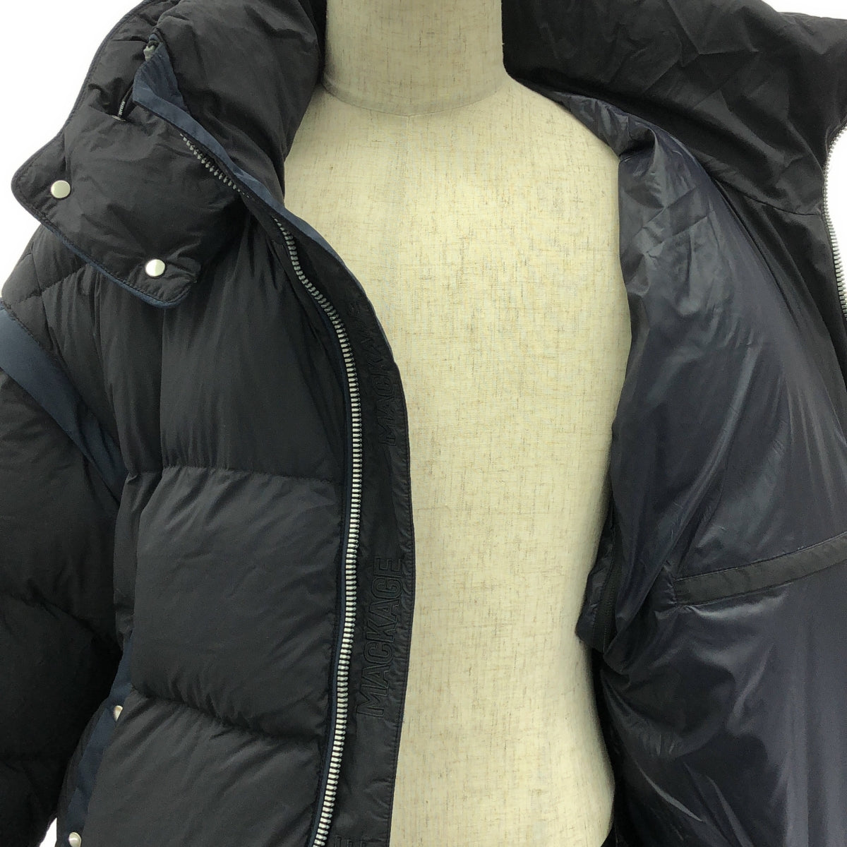 Mackage / マッカージュ | 2way バイカラー オーバー ダウンコート / フード着脱可 | 42 | ネイビー/ダークネイビー | メンズ