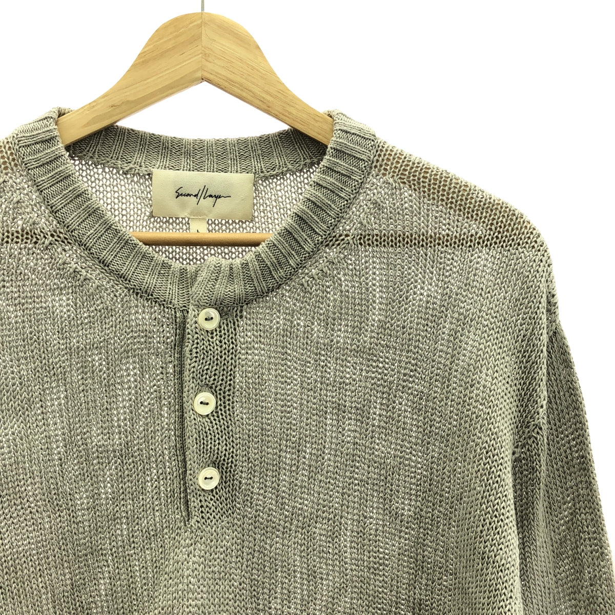 Second Layer / セカンドレイヤー | リネン ヘンリーネック サマー ニット | L | メンズ