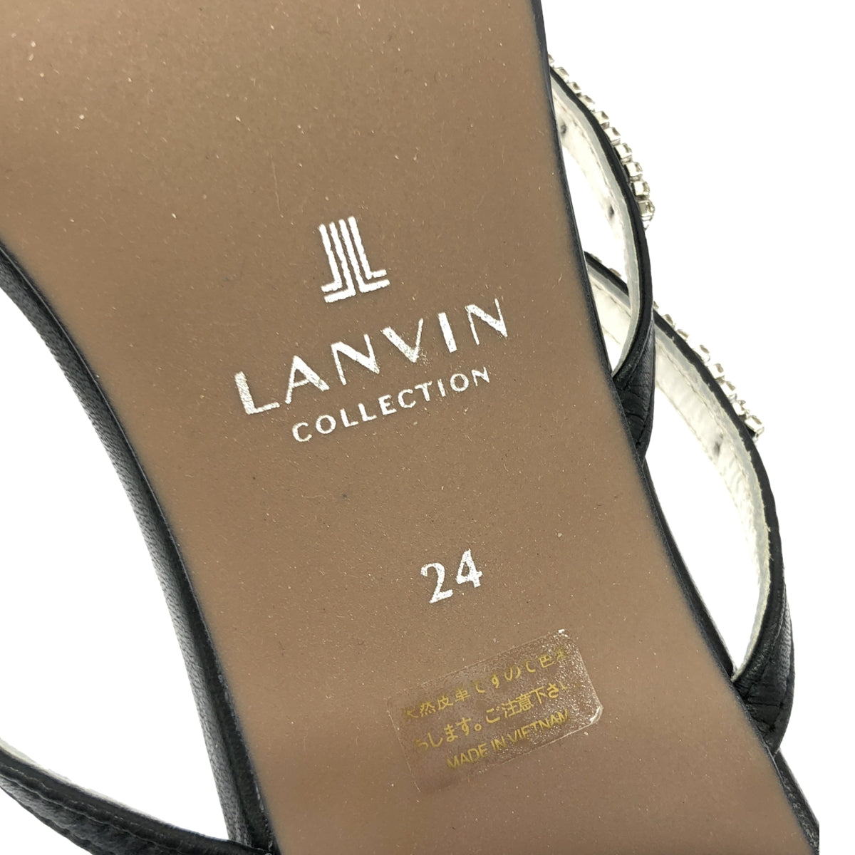 LANVIN COLLECTION / ランバンコレクション | ラインストーン レザー ヒール サンダル | 24 | レディース