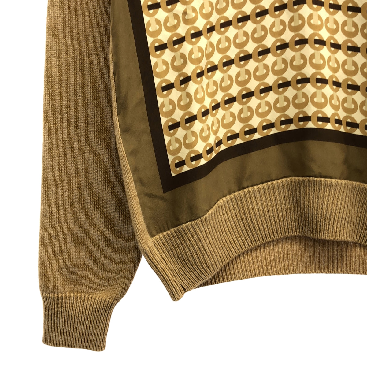 【美品】  CELINE / セリーヌ | 2020SS | シルク切替 Vネック カシミヤニット | XS | キャメル / マルチカラー | レディース