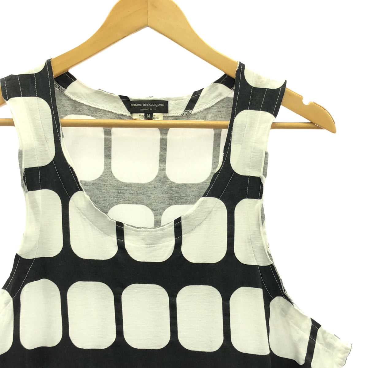 COMME des GARCONS HOMME PLUS | 2017SS | All-over print sleeveless long cut-and-sew | M | White/Black | Men's