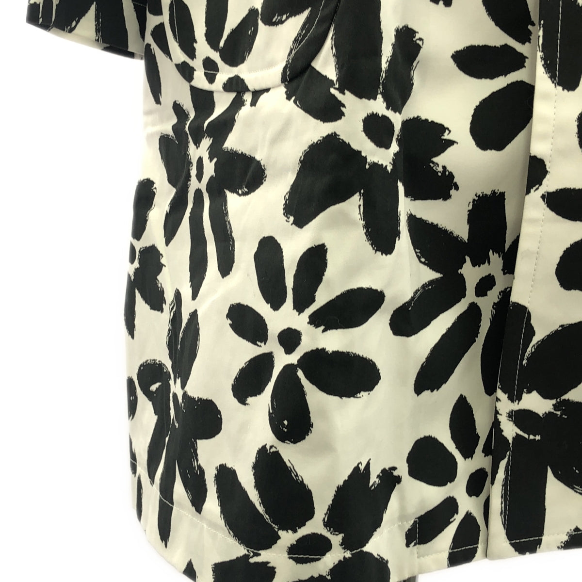 【美品】 COMME des GARCONS / コムデギャルソン | 2012SS | コットン 総柄 丸襟 ステンカラーコート | XS | ホワイト/ブラック | レディース