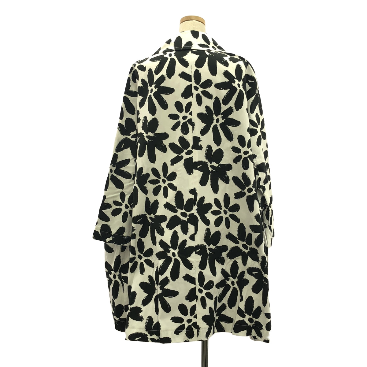 【美品】 COMME des GARCONS / コムデギャルソン | 2012SS | コットン 総柄 丸襟 ステンカラーコート | XS | ホワイト/ブラック | レディース