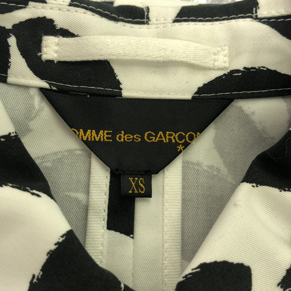 【美品】 COMME des GARCONS / コムデギャルソン | 2012SS | コットン 総柄 丸襟 ステンカラーコート | XS | ホワイト/ブラック | レディース