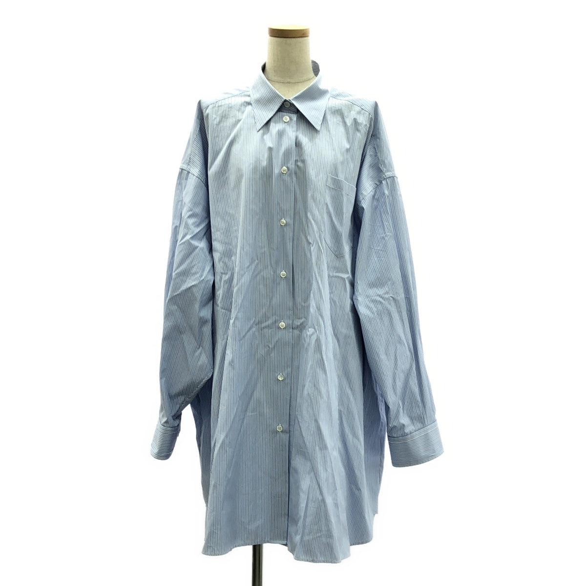 【美品】 Maison Margiela / メゾンマルジェラ | 2022AW | コットン ポプリン ピンストライプ シャツ | XS | ブルー/ホワイト | レディース