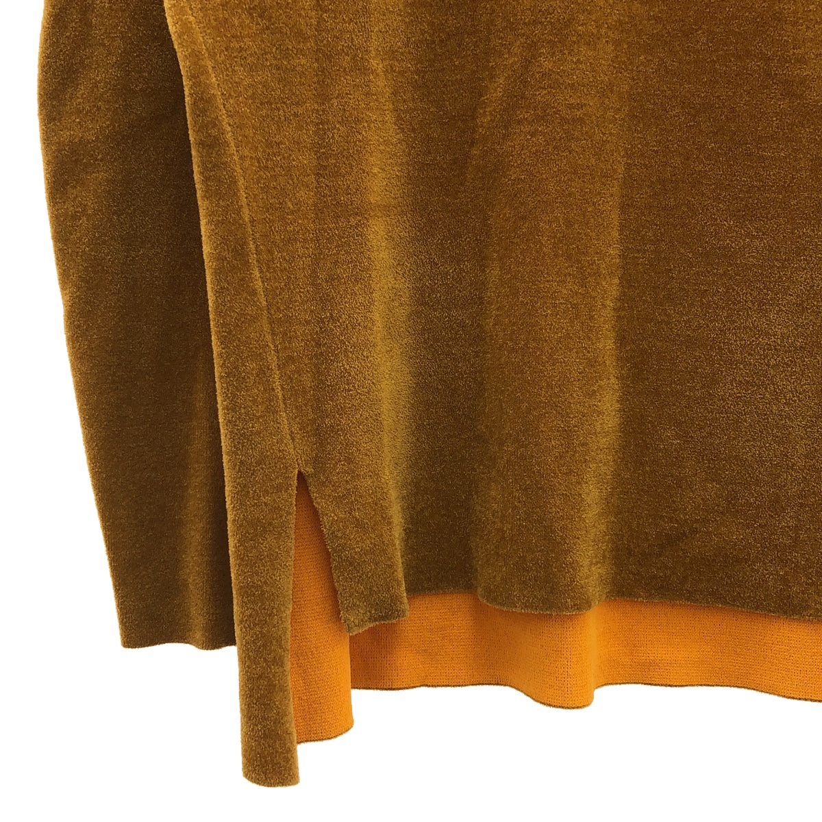 Mame Kurogouchi | Rayon nylon blend pile V-neck knit | 1 | Brown | Women's
