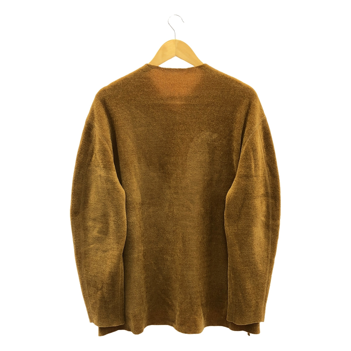 Mame Kurogouchi | Rayon nylon blend pile V-neck knit | 1 | Brown | Women's