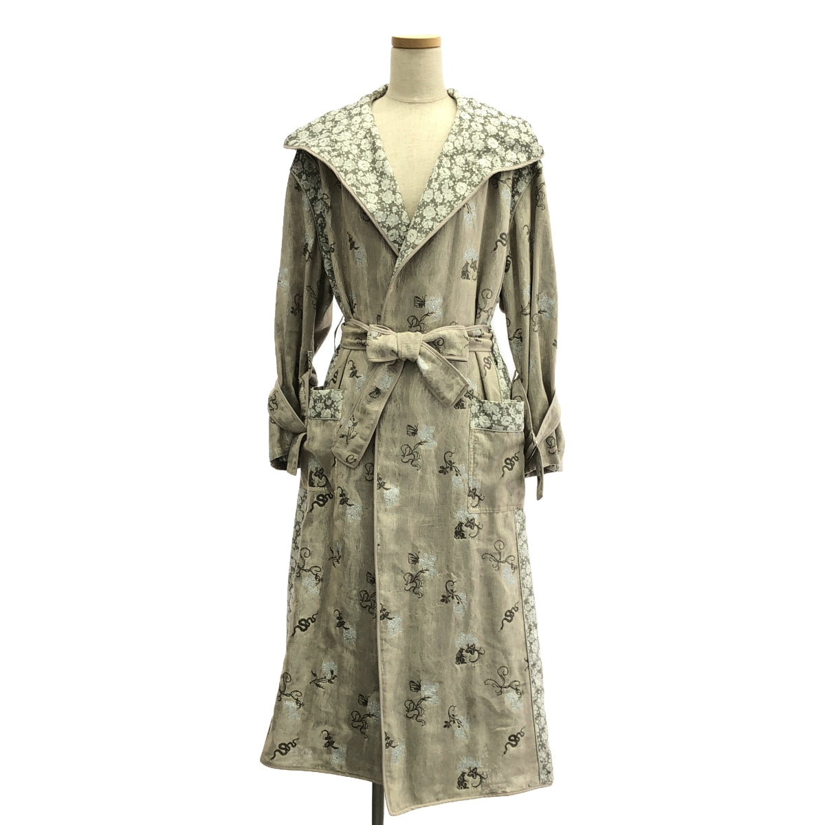 rurumu: / 縷縷夢兎るるむう | エンブロイダリー ベルテッド オーバー ガウンコート フーディ | F | ベージュ系 | レディース