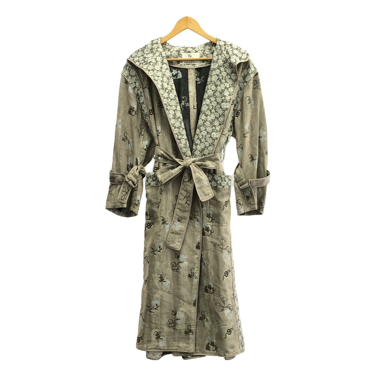 rurumu: / 縷縷夢兎るるむう | エンブロイダリー ベルテッド オーバー ガウンコート フーディ | F | ベージュ系 | レディース