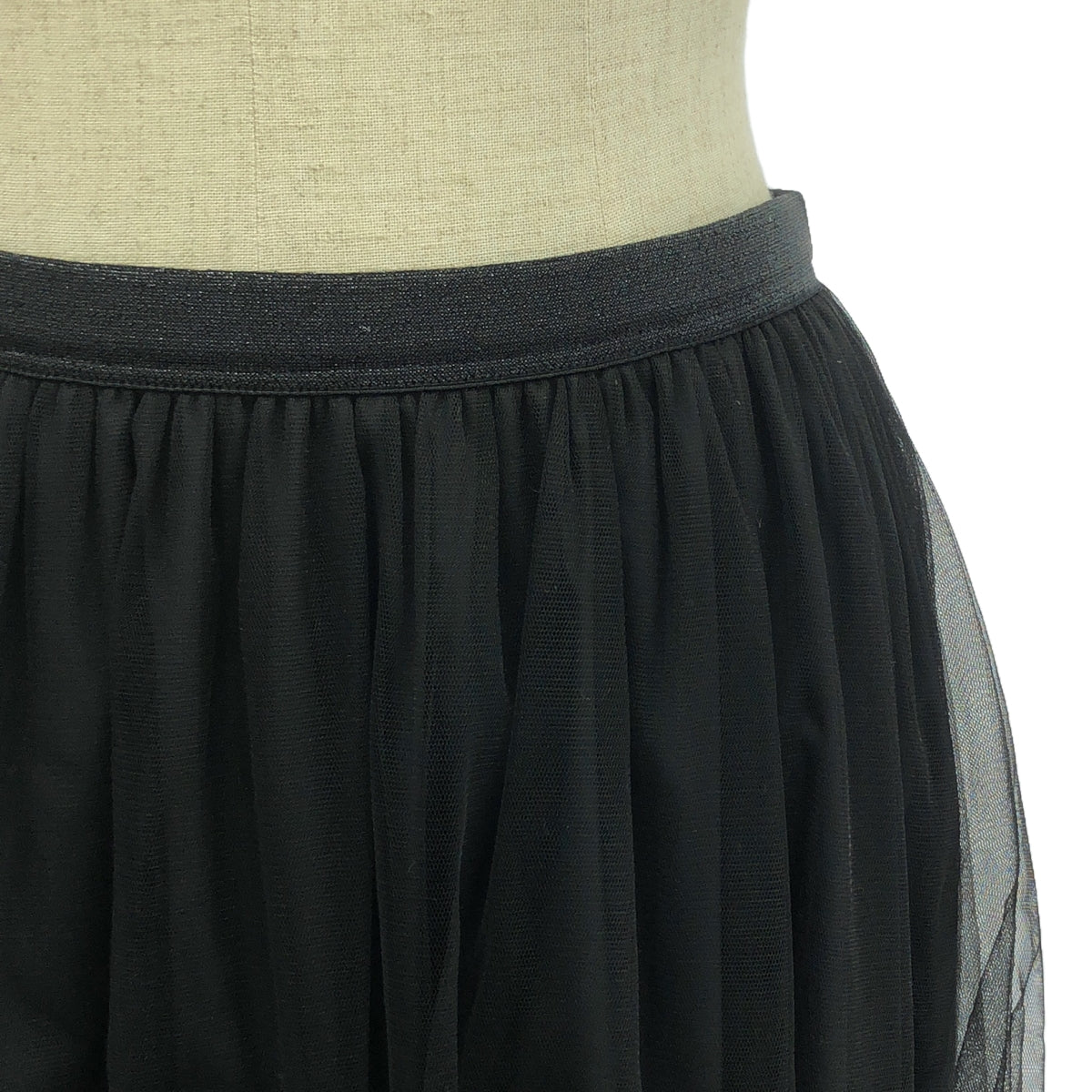 【美品】  Tomorrowland BALLSEY / トゥモローランドボールジー | シフォンチュール ギャザーレイヤードスカート | 36 | ブラック | レディース