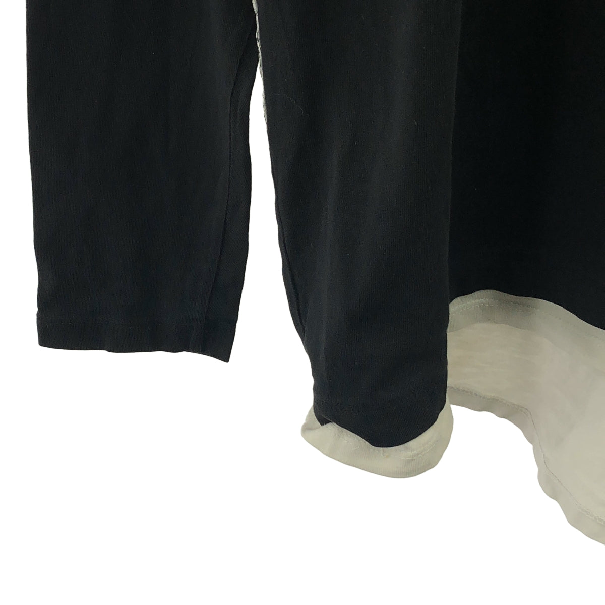 DIRK BIKKEMBERGS / 다크 비켄버그 | 백 프린트 옷자락 전환 롱 슬리브 T셔츠 | XL | 블랙 | 남성