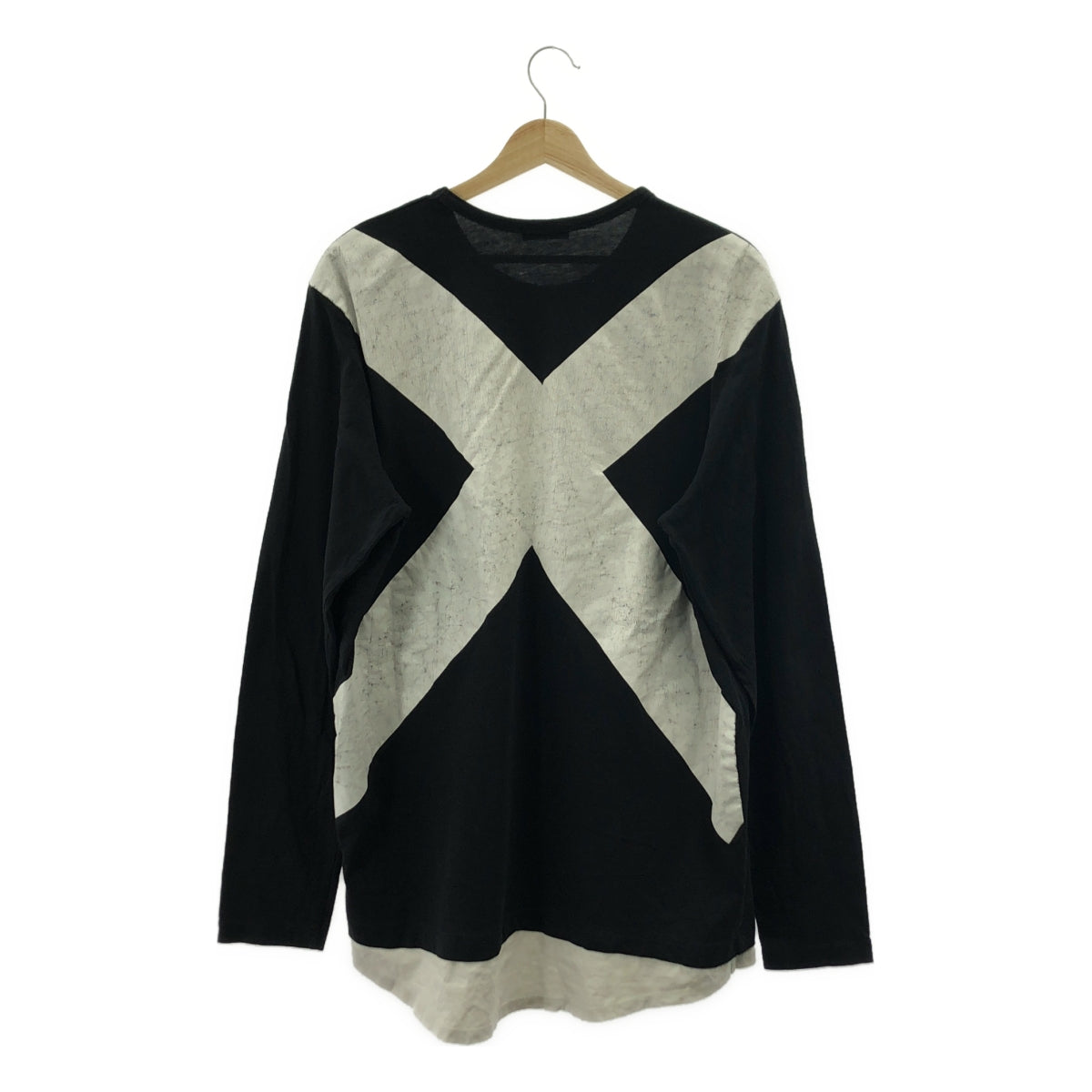 DIRK BIKKEMBERGS / 다크 비켄버그 | 백 프린트 옷자락 전환 롱 슬리브 T셔츠 | XL | 블랙 | 남성