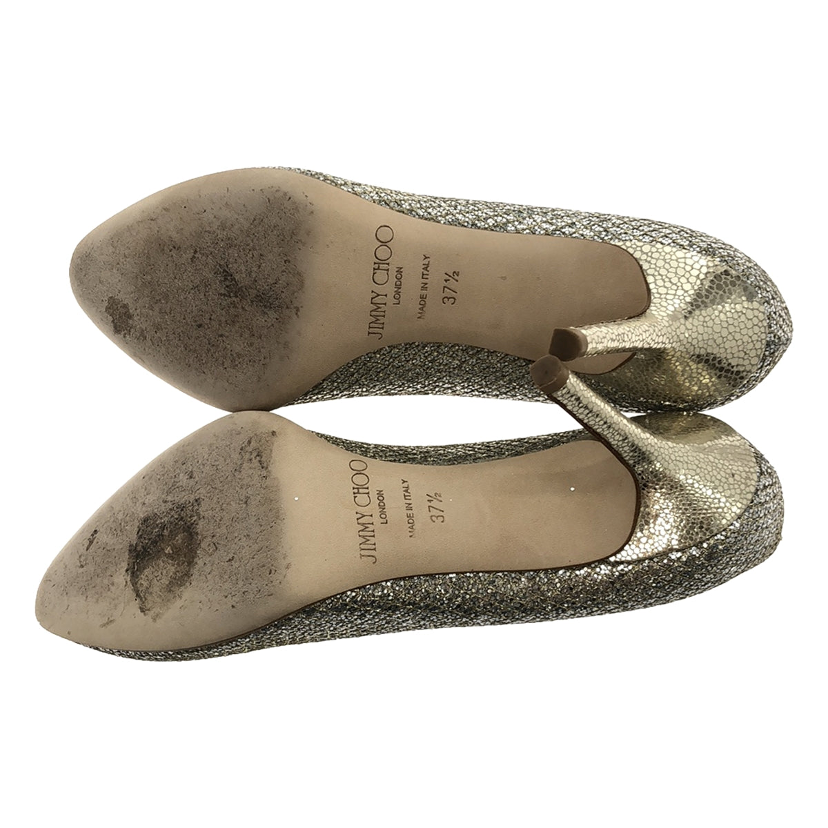 JIMMY CHOO | Romy 85 香檳色粗閃光布料尖頭高跟鞋 | 37 1/2 |銀 |女性的