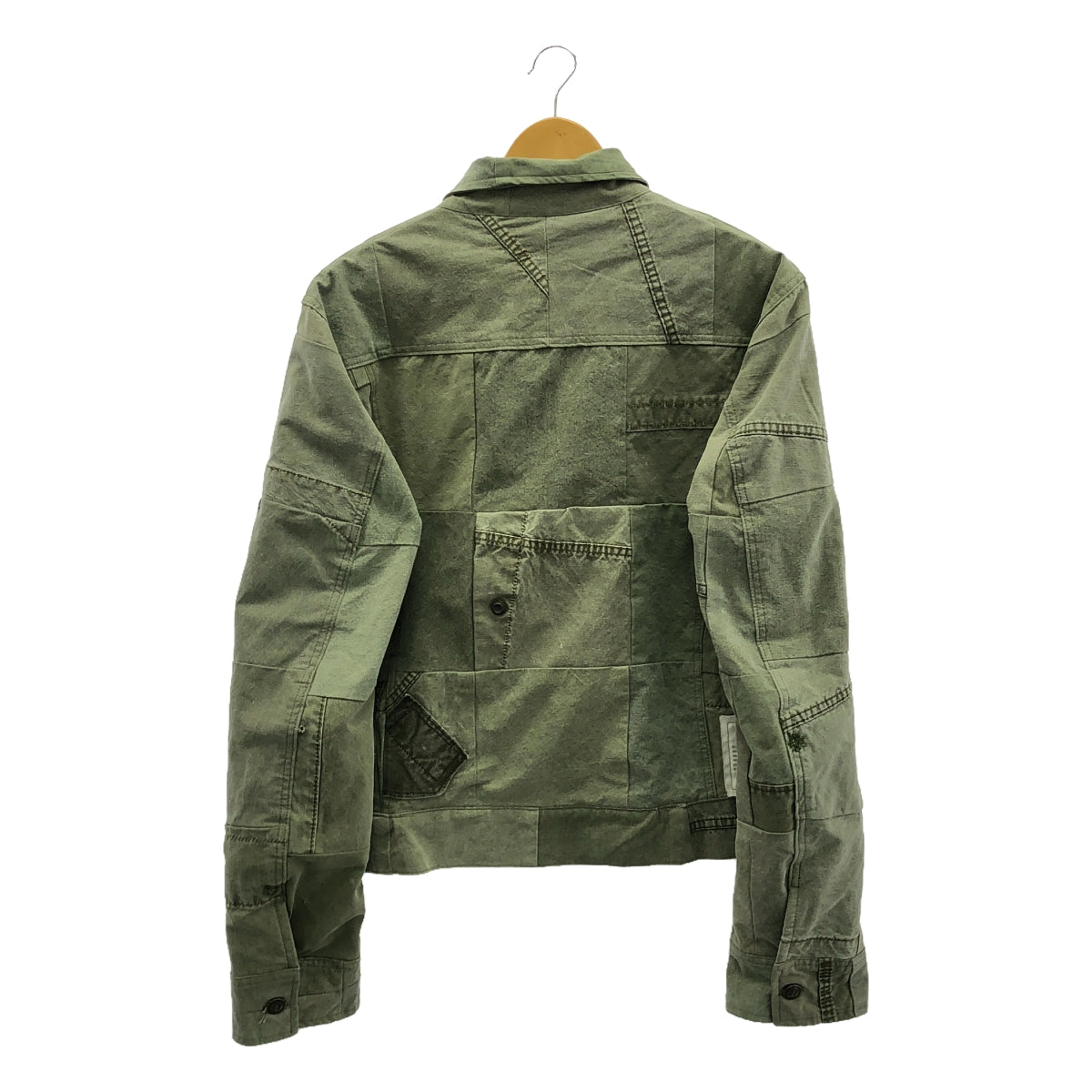 GREG LAUREN / グレッグローレン | ARMY SCRAPWORK TRUCKER / 再構築 ミリタリー トラッカージャケット / 裏地ブランケット | 2 | カーキ | メンズ