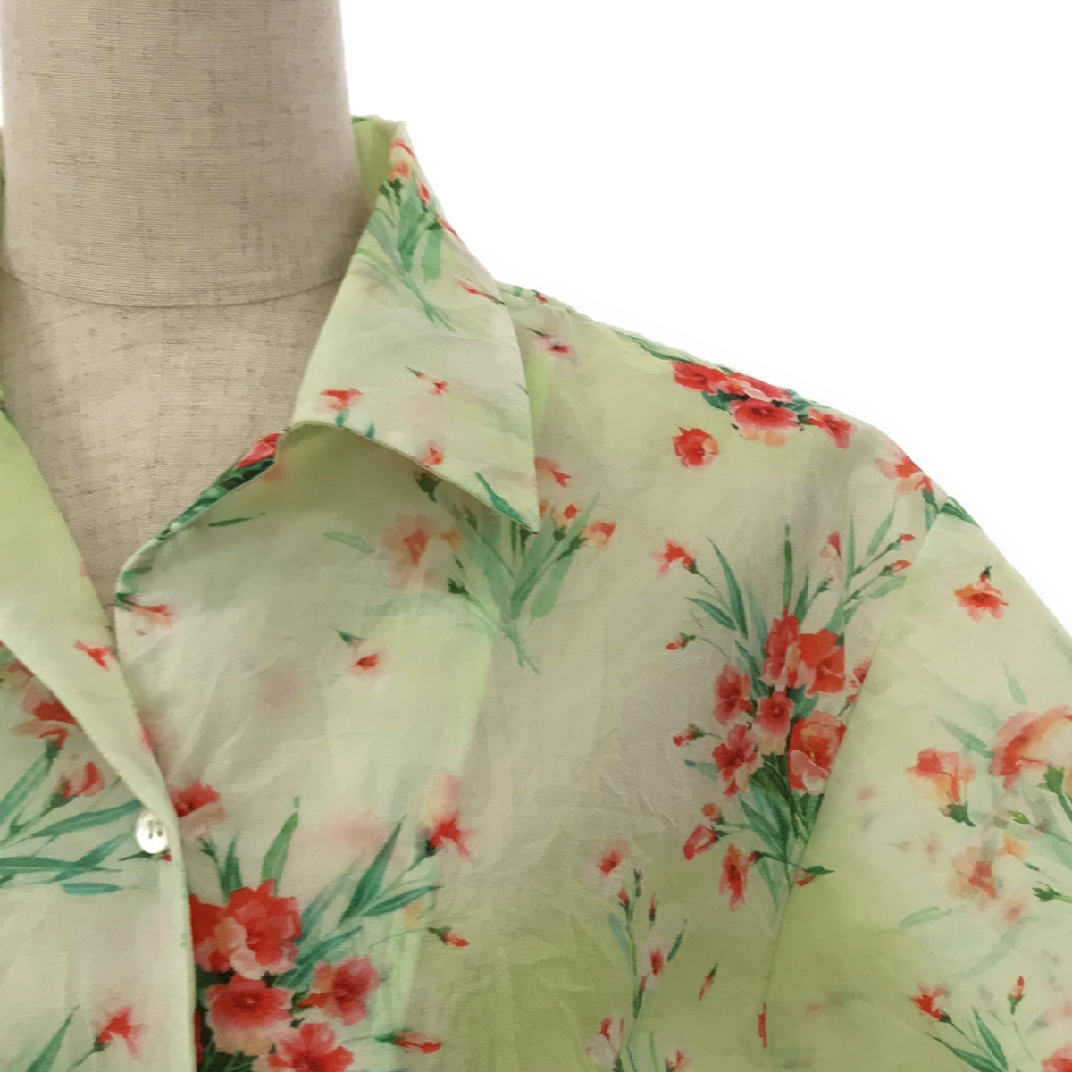DRIES VAN NOTEN | All-over flower sheer open collar shirt blouse | 36 |