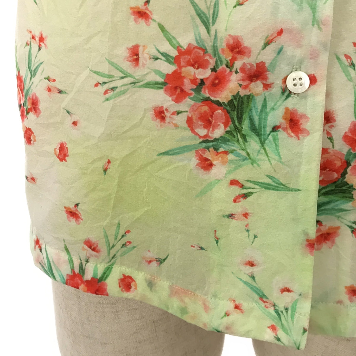 DRIES VAN NOTEN | All-over flower sheer open collar shirt blouse | 36 |