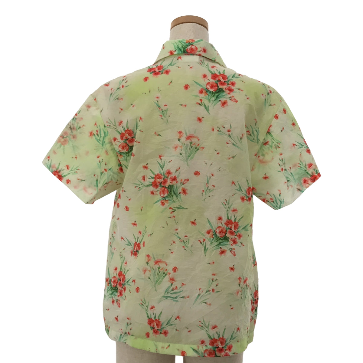 DRIES VAN NOTEN | All-over flower sheer open collar shirt blouse | 36 |
