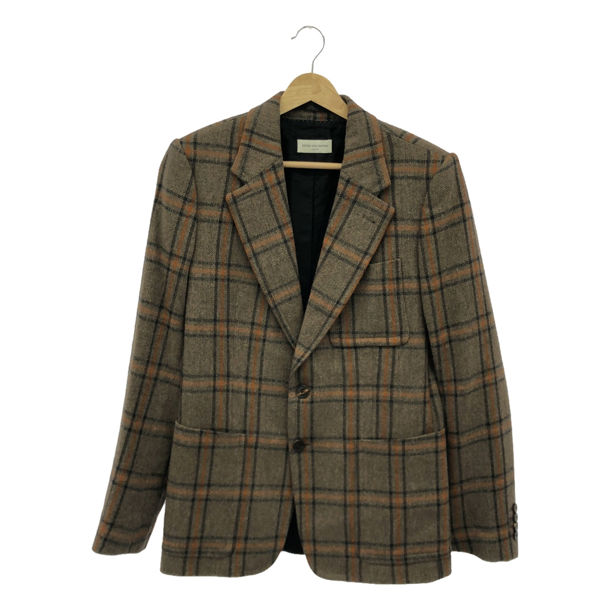 DRIES VAN NOTEN / ドリスヴァンノッテン | ×Lovat CHECK 2B PATCH JACKET ウール チェック パッチ ジャケット | 48 | ブラウン | メンズ