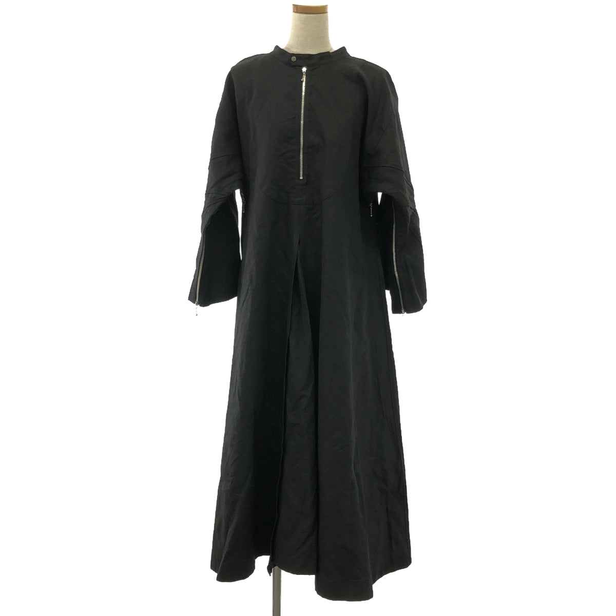【美品】 beautiful people / ビューティフルピープル | double-end coating linen corset dress ワンピース | 36 | ブラック | レディース