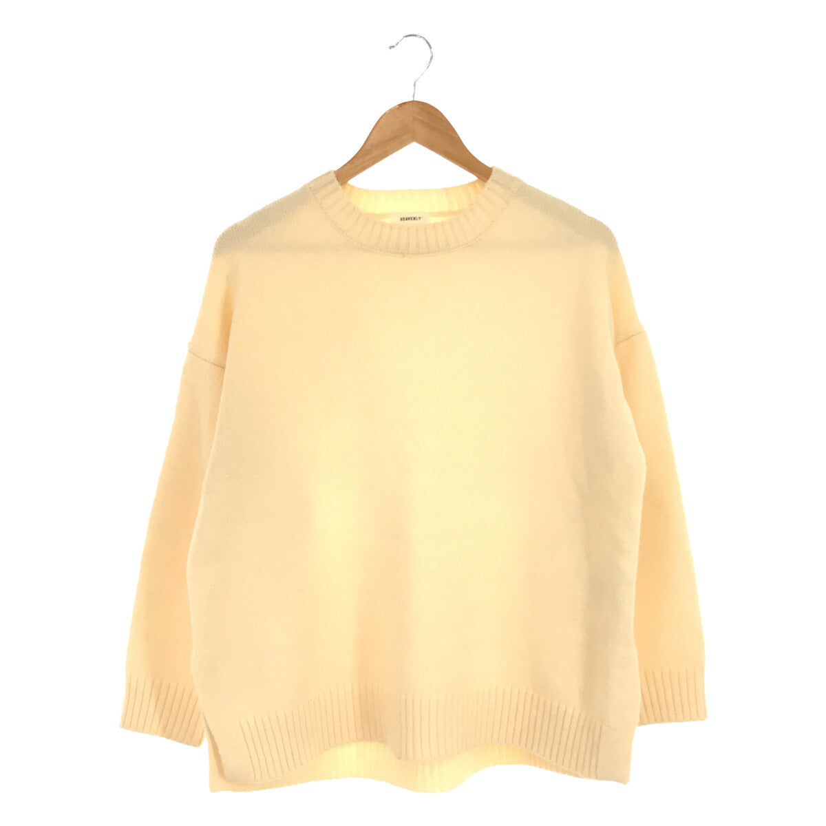 天堂 |羊毛混紡圓領側開衩針織自然色 |自然 |女性的