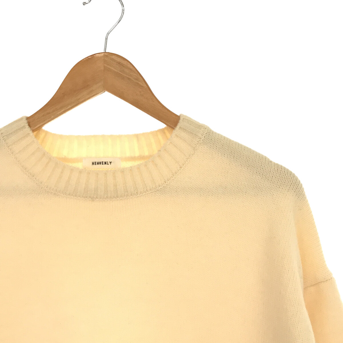 天堂 |羊毛混紡圓領側開衩針織自然色 |自然 |女性的