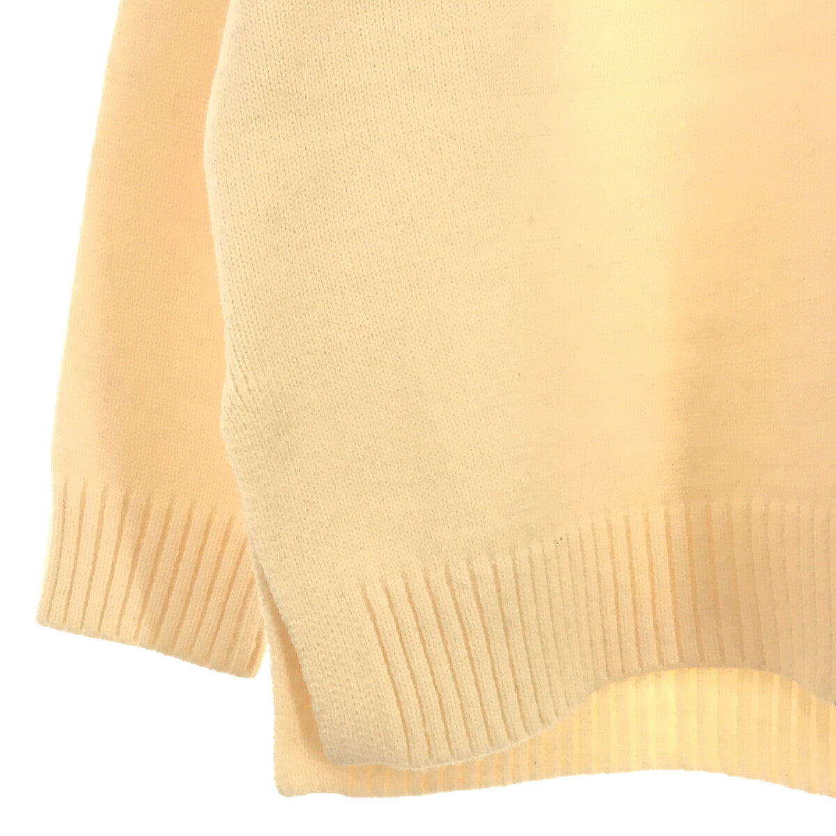 天堂 |羊毛混紡圓領側開衩針織自然色 |自然 |女性的