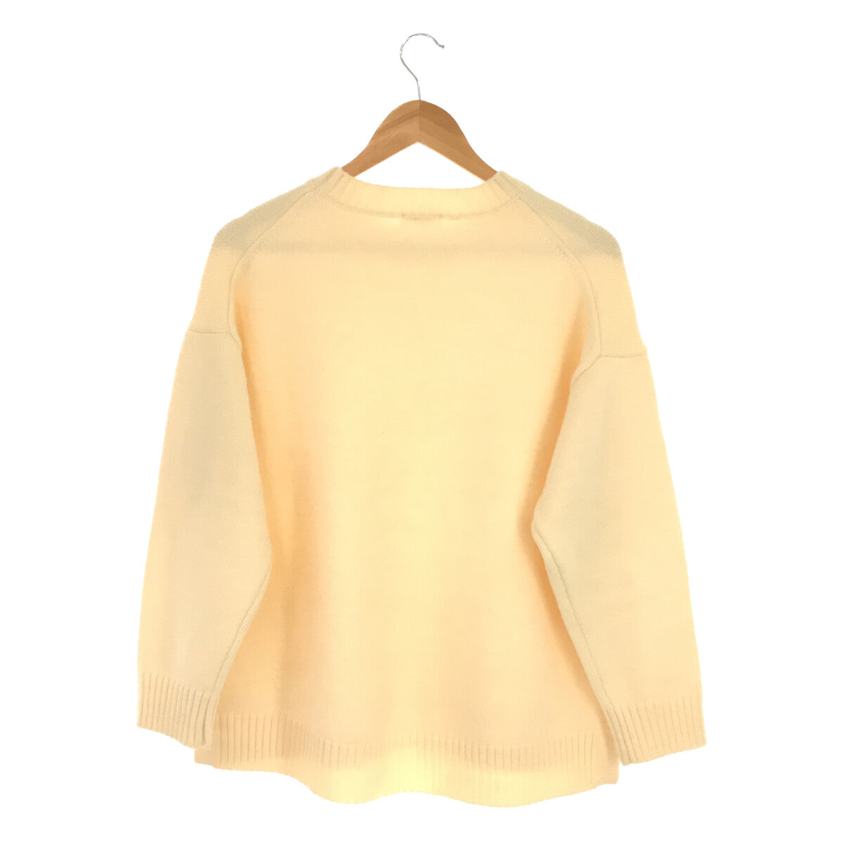 天堂 |羊毛混紡圓領側開衩針織自然色 |自然 |女性的