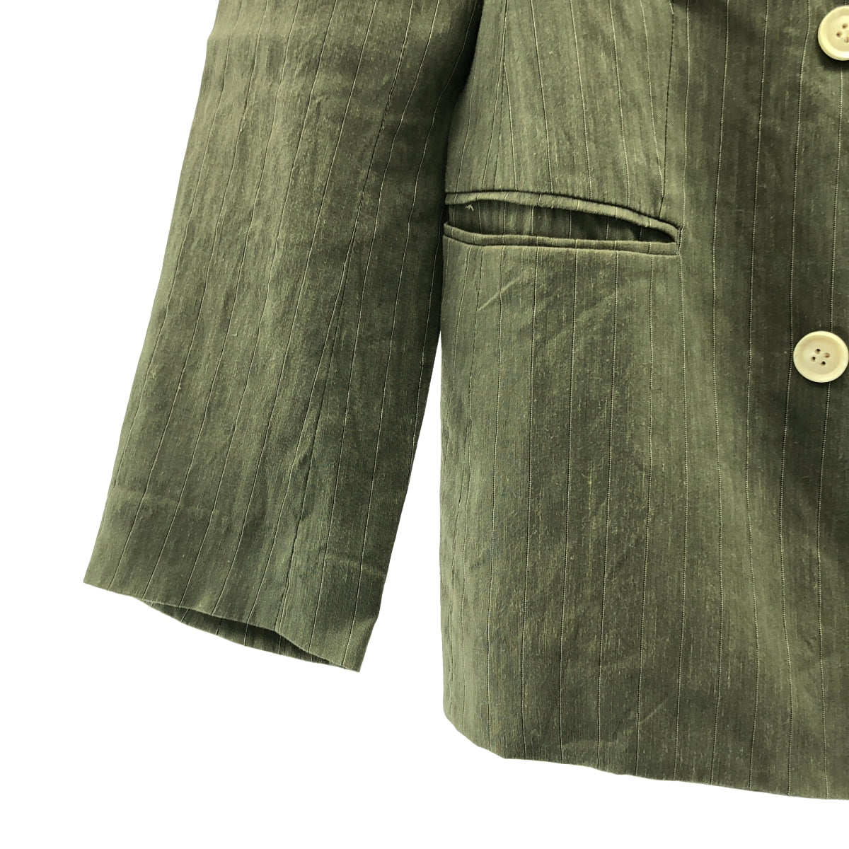 BEIGE, / ベイジ | セットアップ リネン ストライプ ジャケット スラックス | 4 | カーキ | レディース