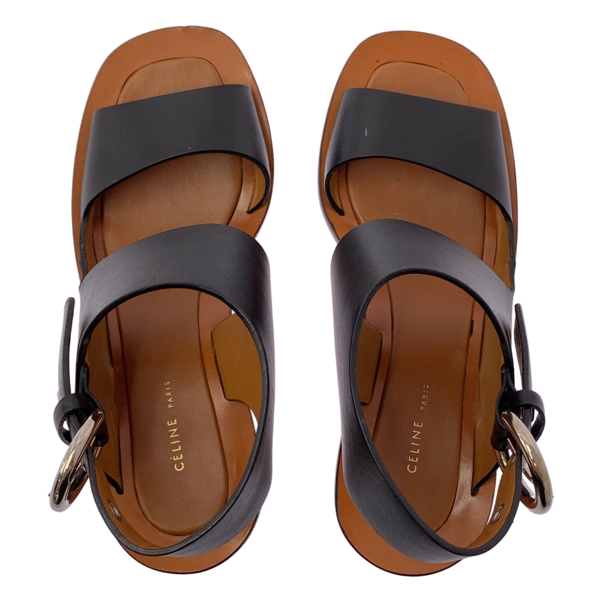 CELINE / セリーヌ | BAMBAM / フィービー期 レザー ストラップ メタルヒール サンダル | 36 | レディース
