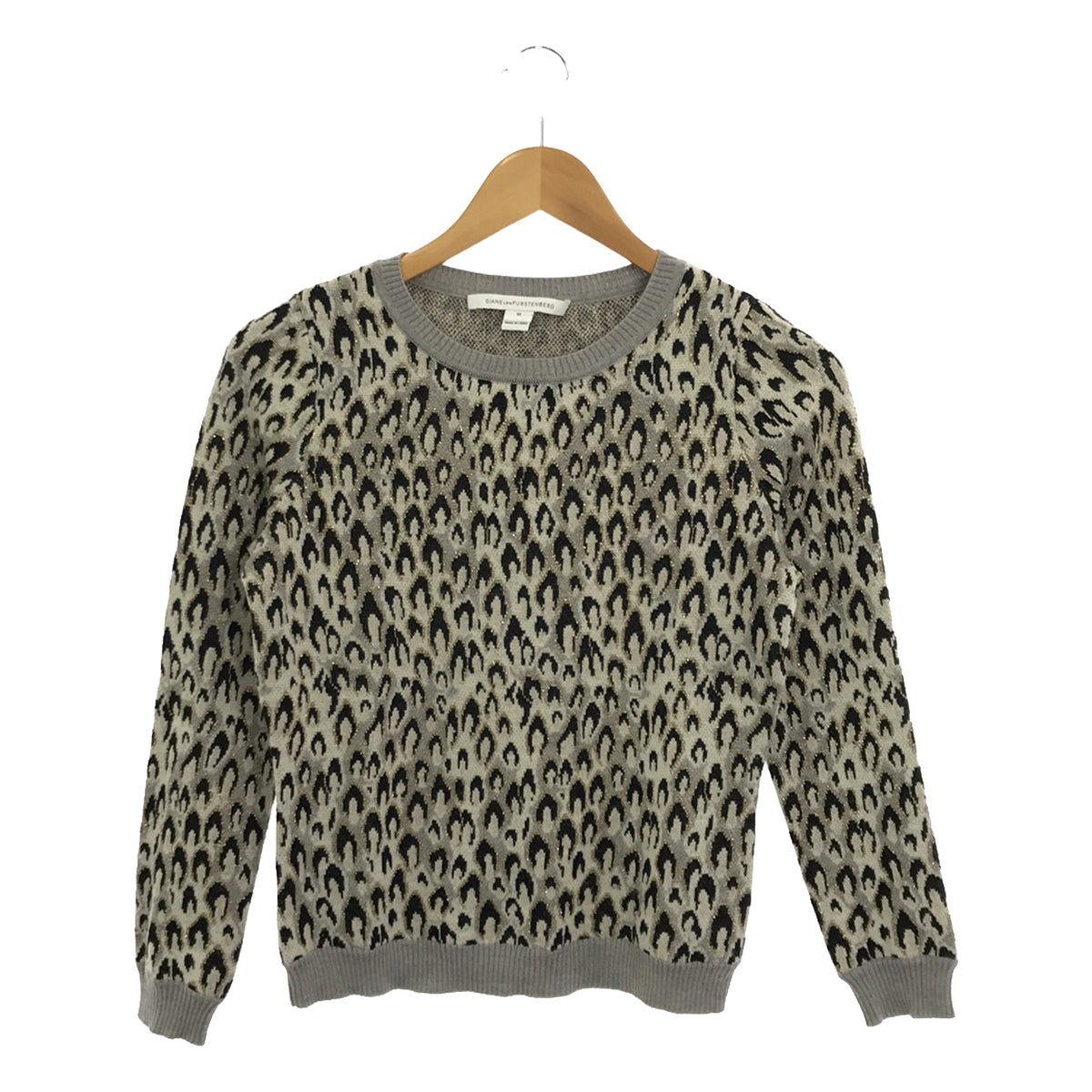 黛安馮芙絲汀寶 |豹紋圓領針織衫 | M |灰色/黑色/灰白色|女性的