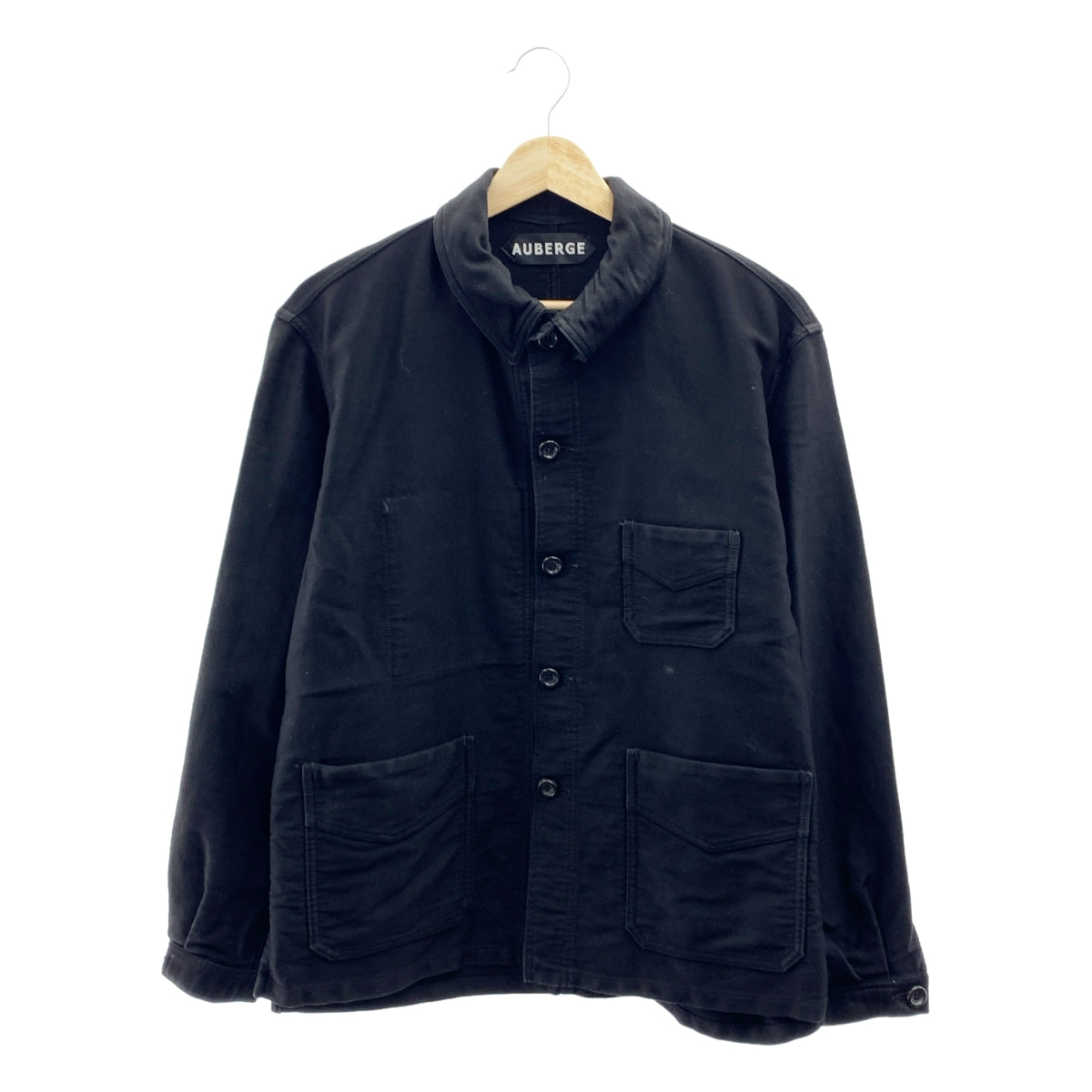 【美品】 AUBERGE / オーベルジュ | 2022SS | CHARBON DEEP シャルボン ディープ モールスキン カバーオール | 38 | ブラック | メンズ