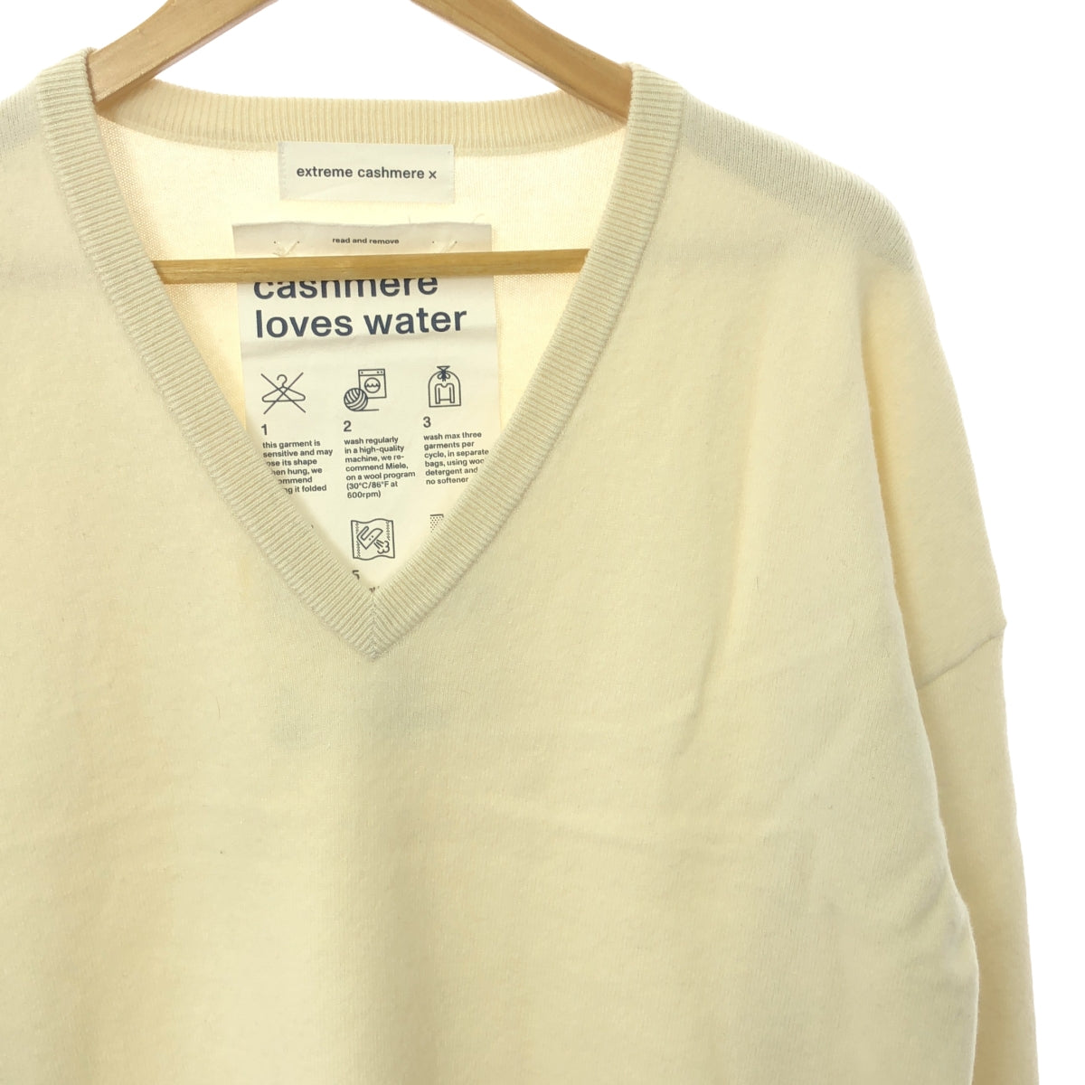 extreme cashmere / エクストリームカシミヤ | n°53 clash カシミヤ混 Vネック ニット | アイボリー | レディース