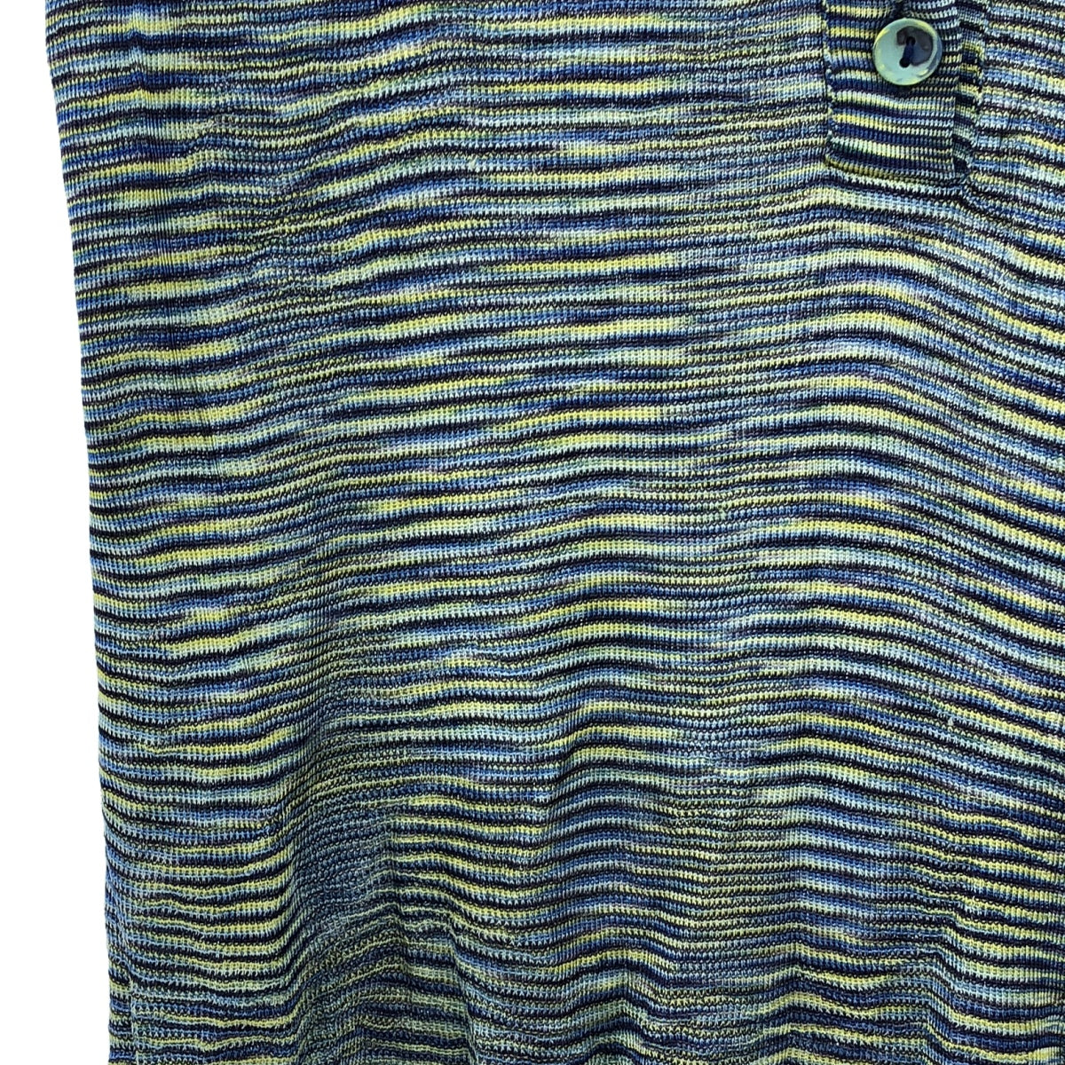 MISSONI / 미소니 | 테두리 민소매 니트 | 44 | 블루 / 라이트 그린 | 여성