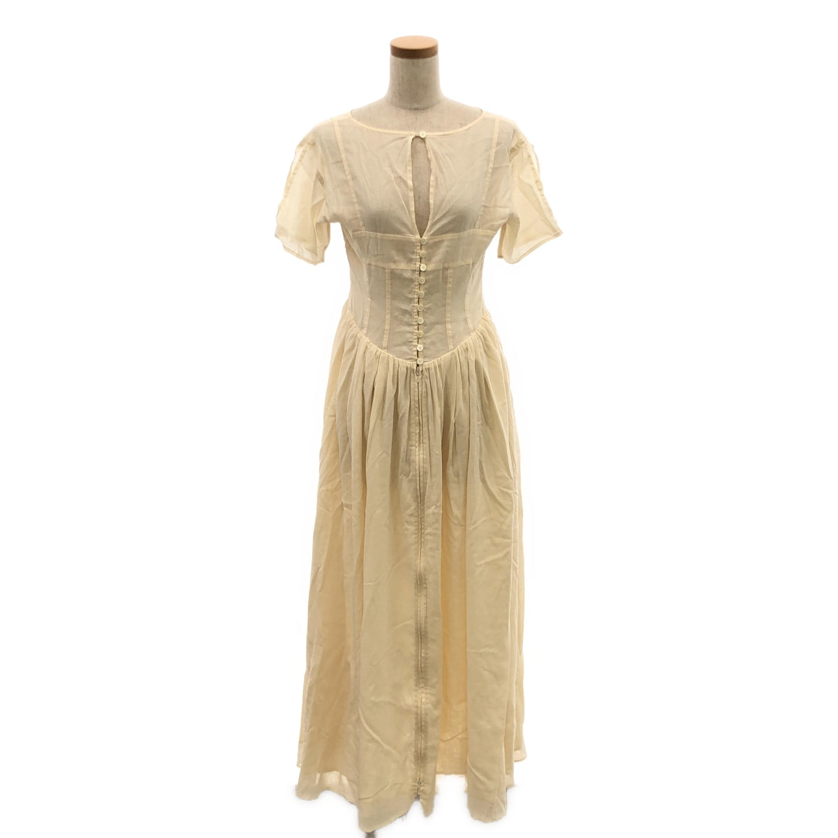 【美品】 beautiful people / ビューティフルピープル | コットンキュプラボイルトロンプルイユドレス ワンピース | 36 | ベージュ | レディース