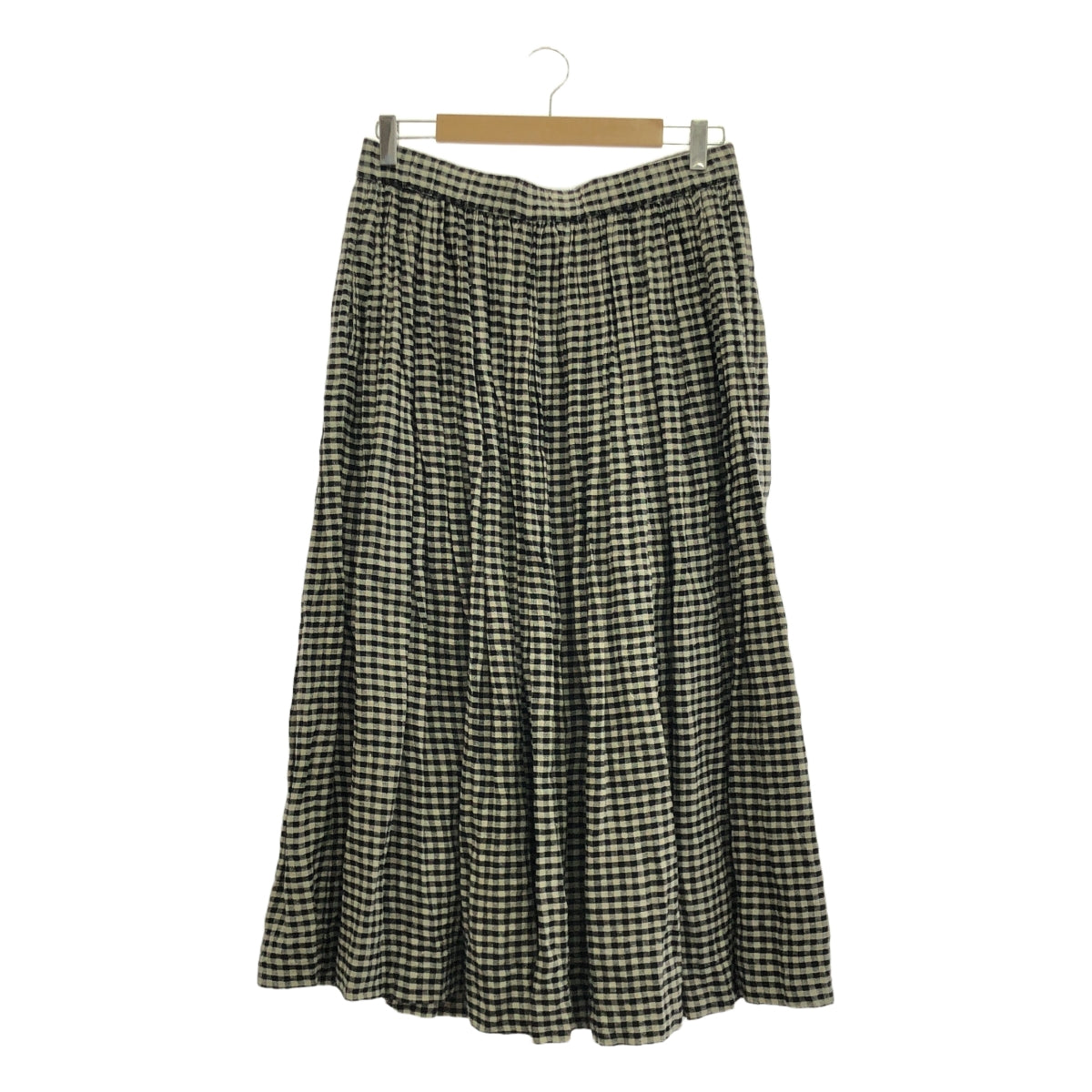 jujudhau / ズーズーダウ | リネン ギンガムチェック ボリューム スカート | F | ブラック/グレー | レディース