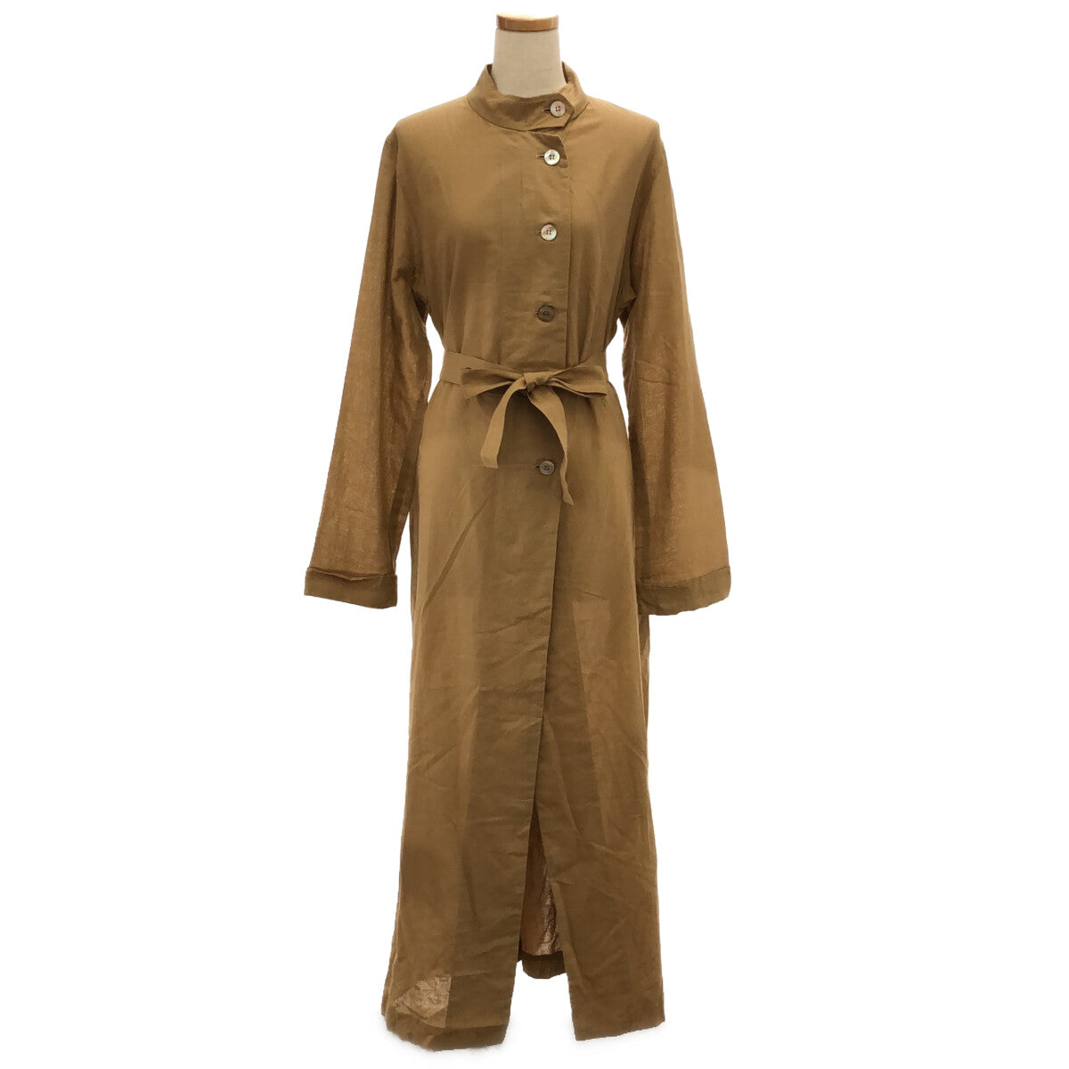 New] NOWOS | Long gown with belt, cotton long gown coat | M | beige | – KLD