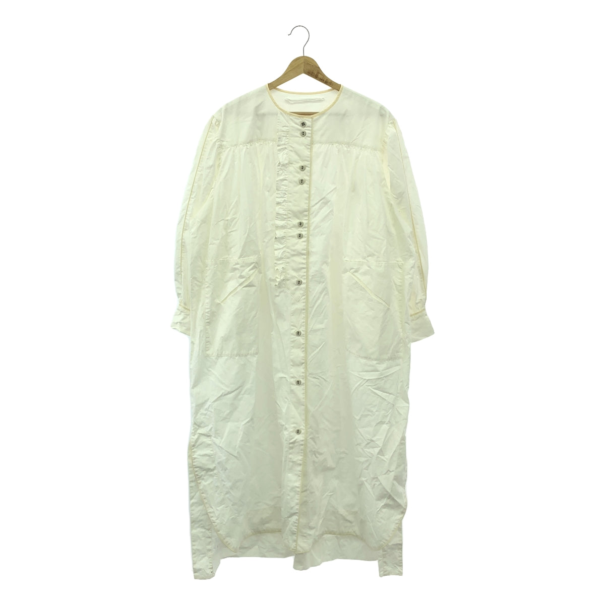 mudoca / ムドカ | コットン フリル パイピング シャツワンピース | ホワイト | レディース