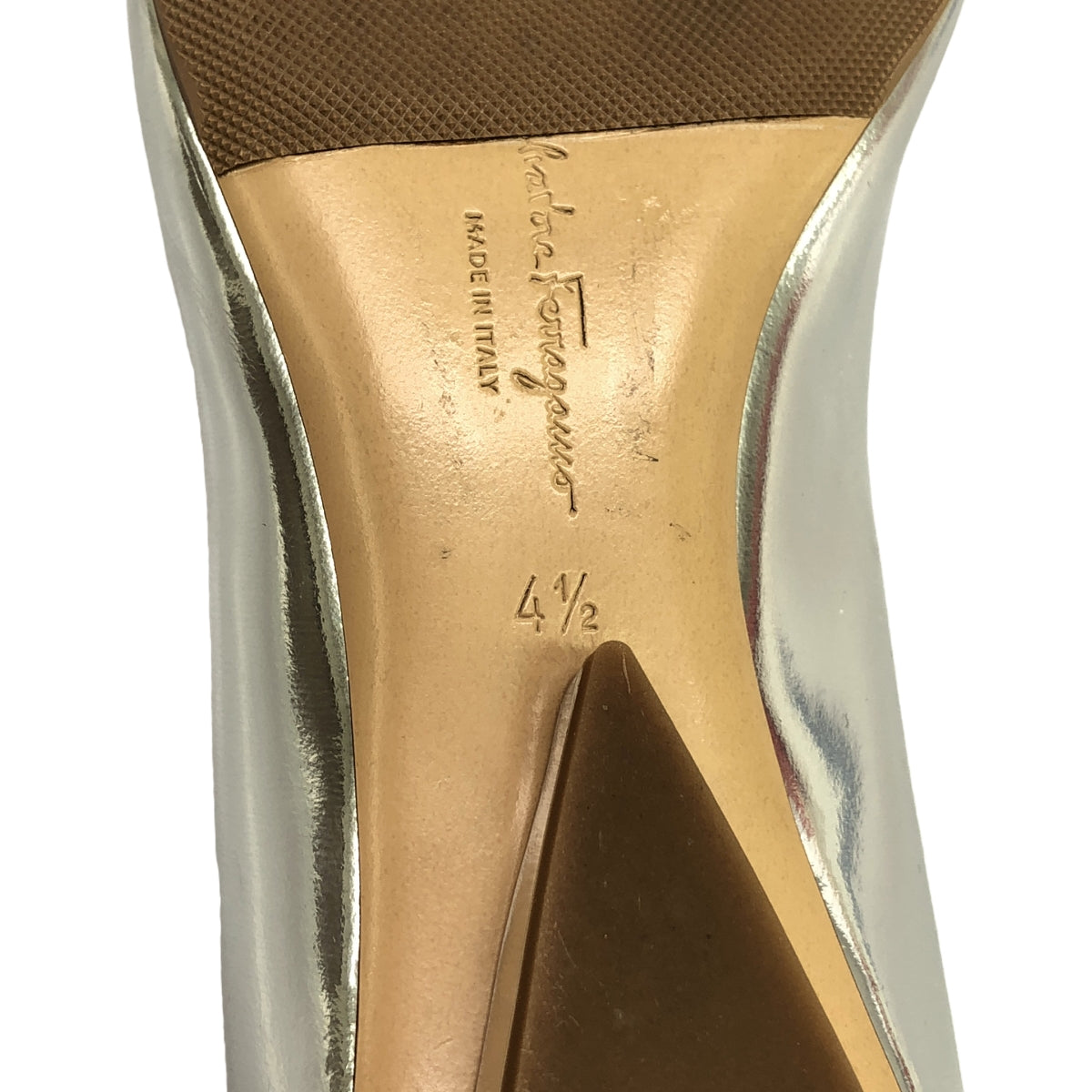 【美品】 FERRAGAMO / フェラガモ | VIVA ヴィヴァ リボン フラット バレエシューズ | 4 1/2 | シルバー | レディース
