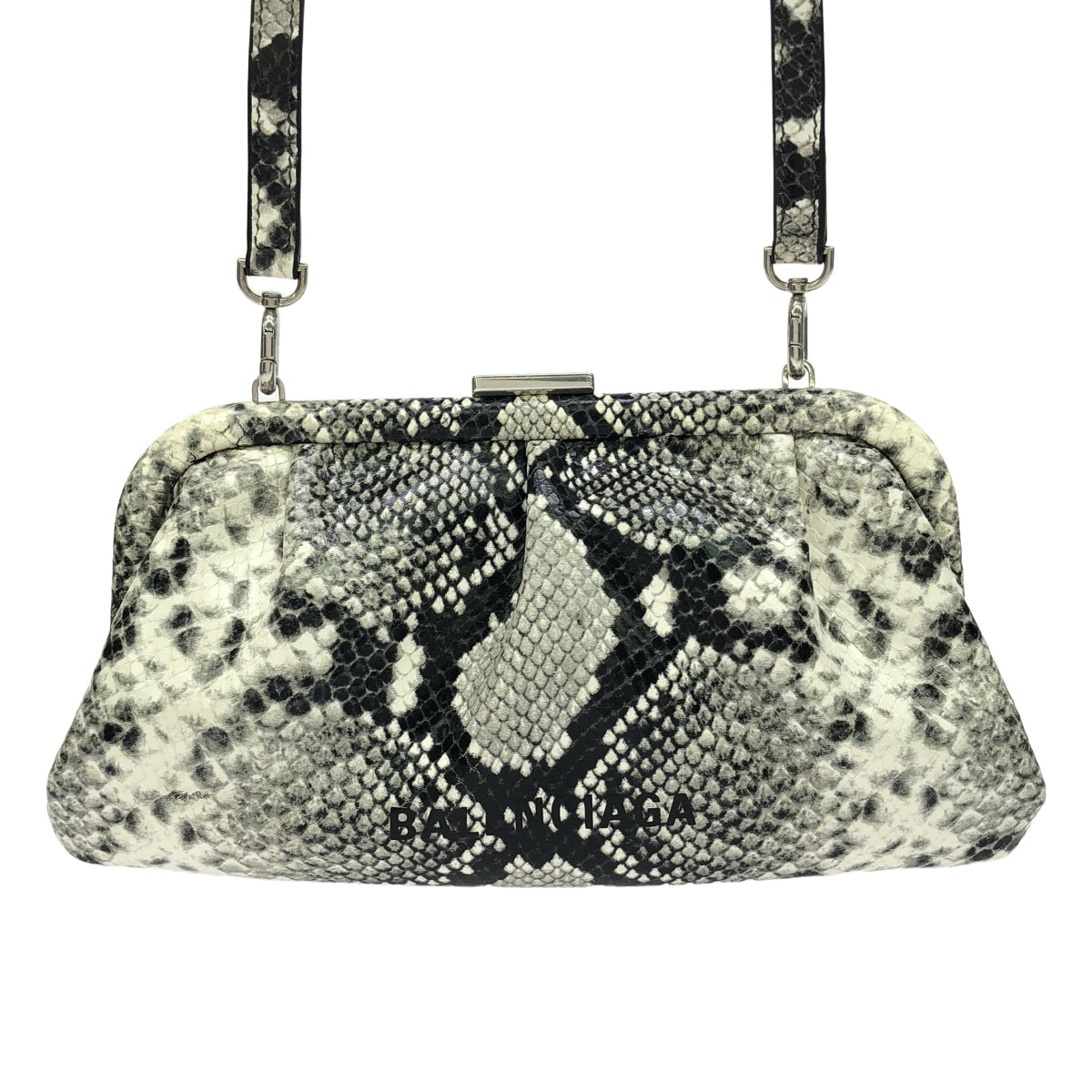 BALENCIAGA / バレンシアガ | Cloud XS Calfskin Python Effect クラウドXS パイソン柄 レザー がま口 クラッチバッグ |