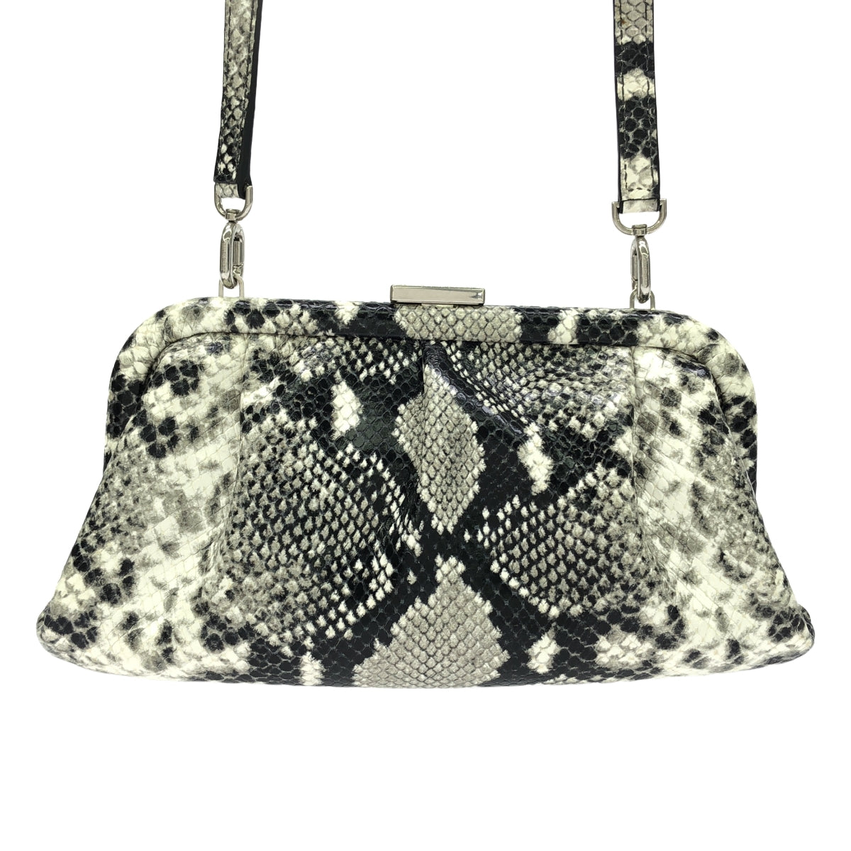 BALENCIAGA / バレンシアガ | Cloud XS Calfskin Python Effect クラウドXS パイソン柄 レザー がま口 クラッチバッグ |