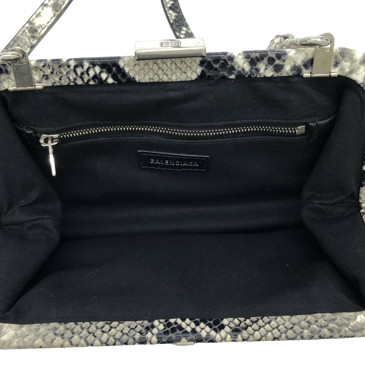 BALENCIAGA / バレンシアガ | Cloud XS Calfskin Python Effect クラウドXS パイソン柄 レザー がま口 クラッチバッグ |
