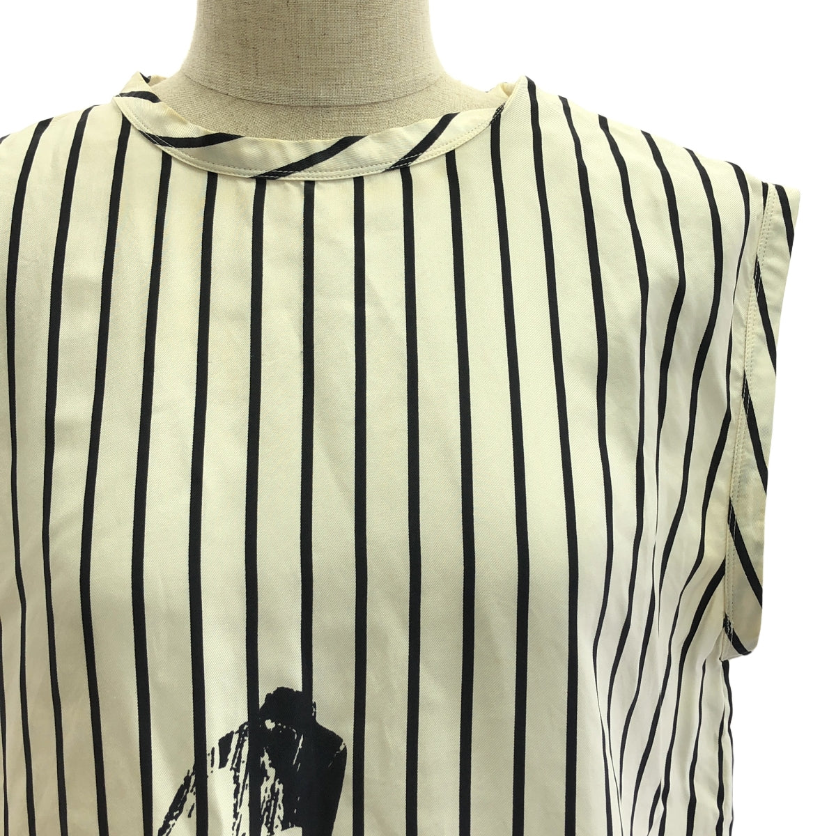 JIL SANDER / ジルサンダー | ストライプ ノースリーブ ワンピース | 40 | レディース