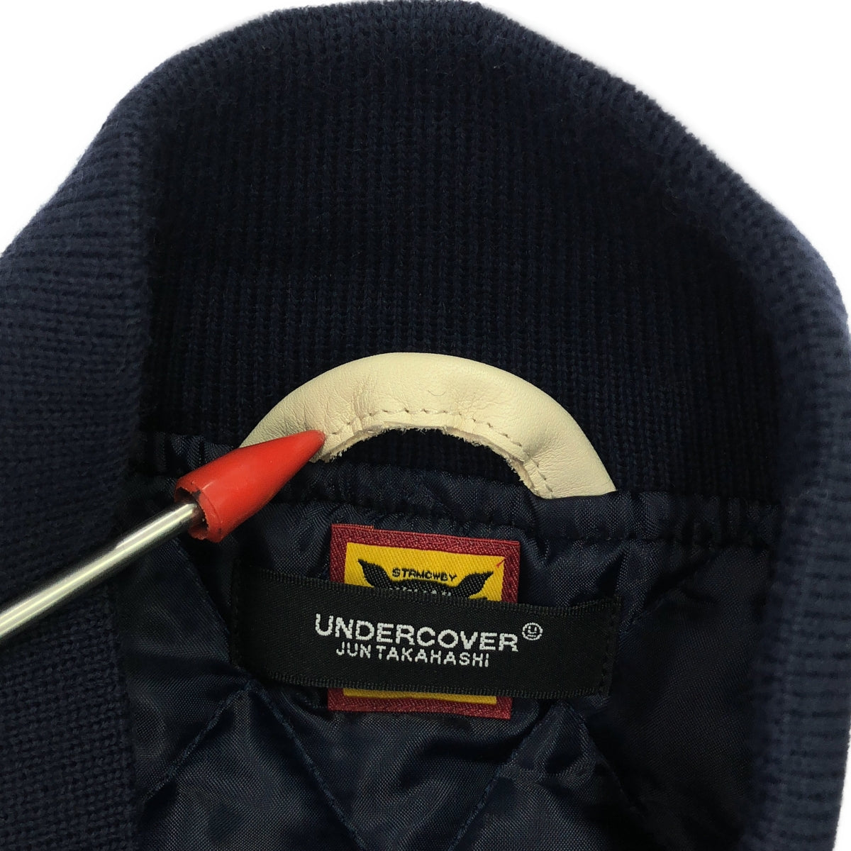 UNDER COVER / アンダーカバー | ×HUMAN MADE / ヒューマンメイド LAST ORGY 2 VARSITY JACKET / ラストオージー レザー切替 スタジャン ジャケット | L | メンズ